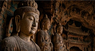 Concept illustration: monumental carved stone figures