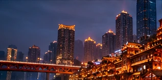 Concept illustration: illuminated city at night